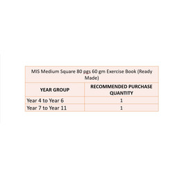 MIS Medium Square 80 pgs 60 gm Exercise Book (Ready made)