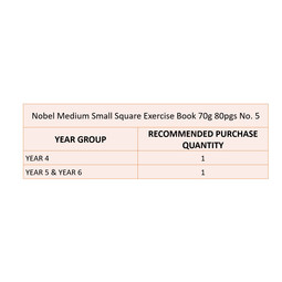 Nobel Medium Small Square Exercise Book 70g 80pgs No. 5